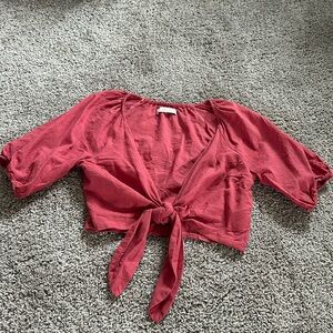 Abercrombie front tie crop shirt